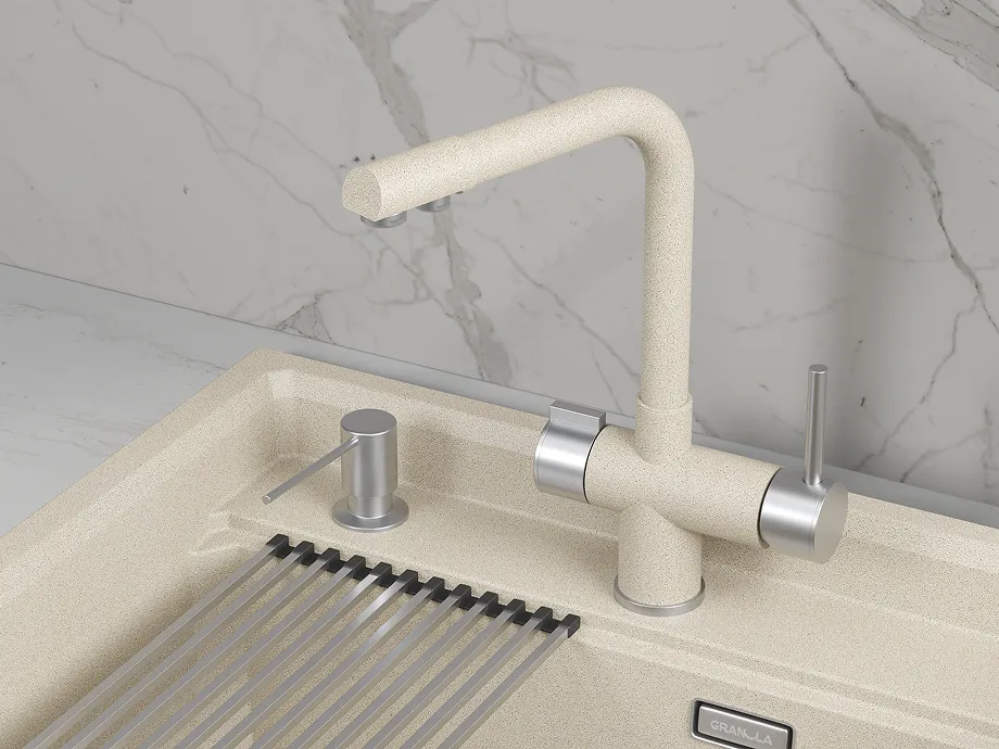 Смеситель для кухни Granula 5008 пирит, подключение к фильтру