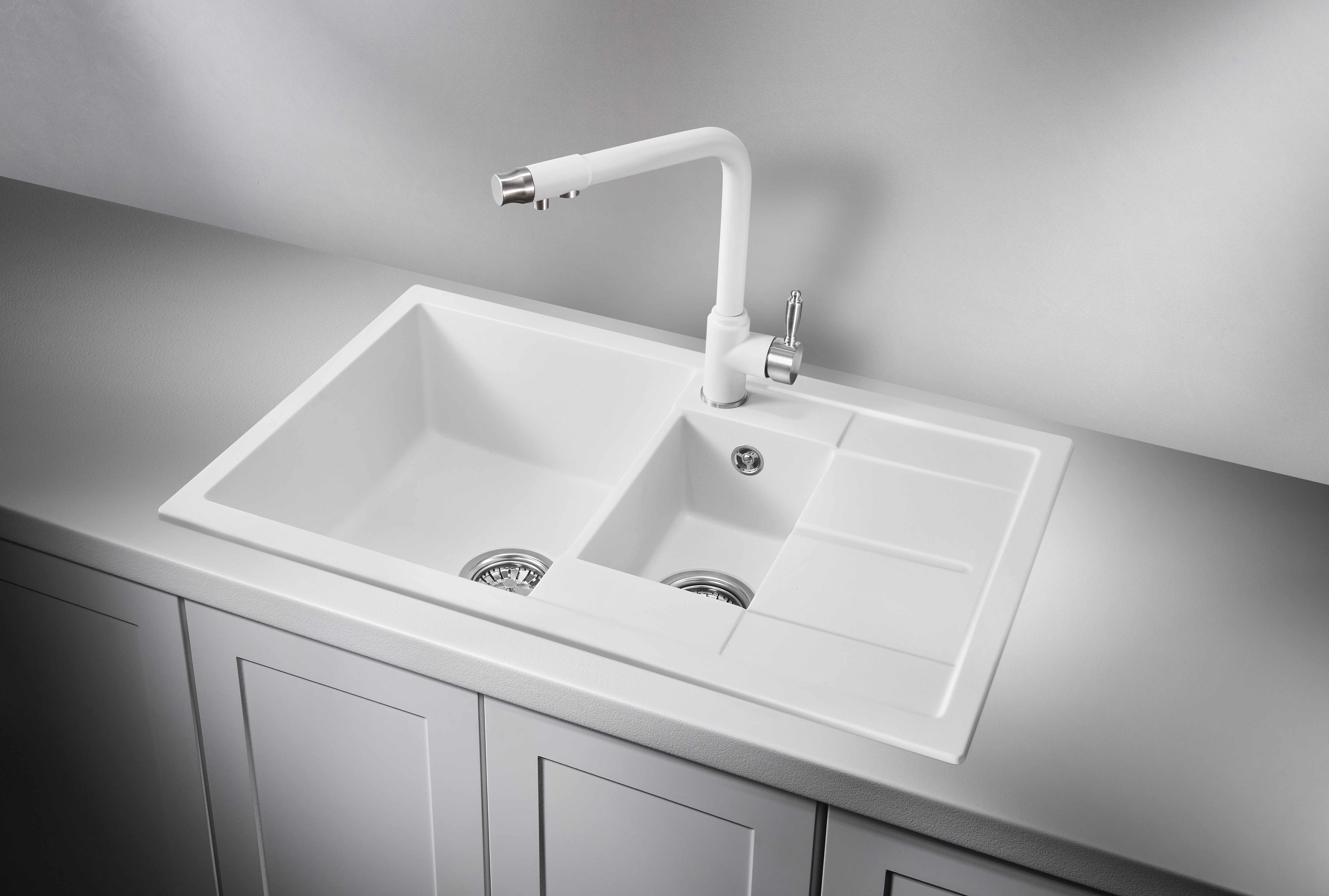 7802, АРКТИК (БЕЛЫЙ), кухонная мойка, кварц