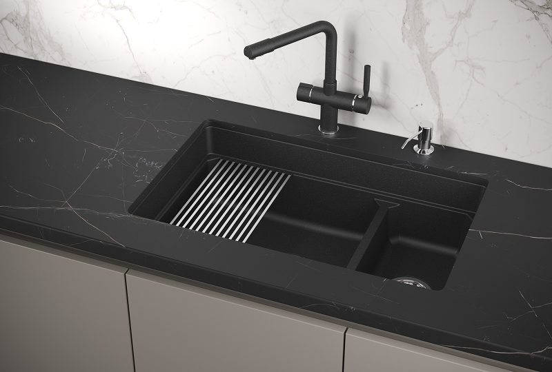 KS-7304U, ЧЁРНЫЙ  кухонная мойка, кварц
