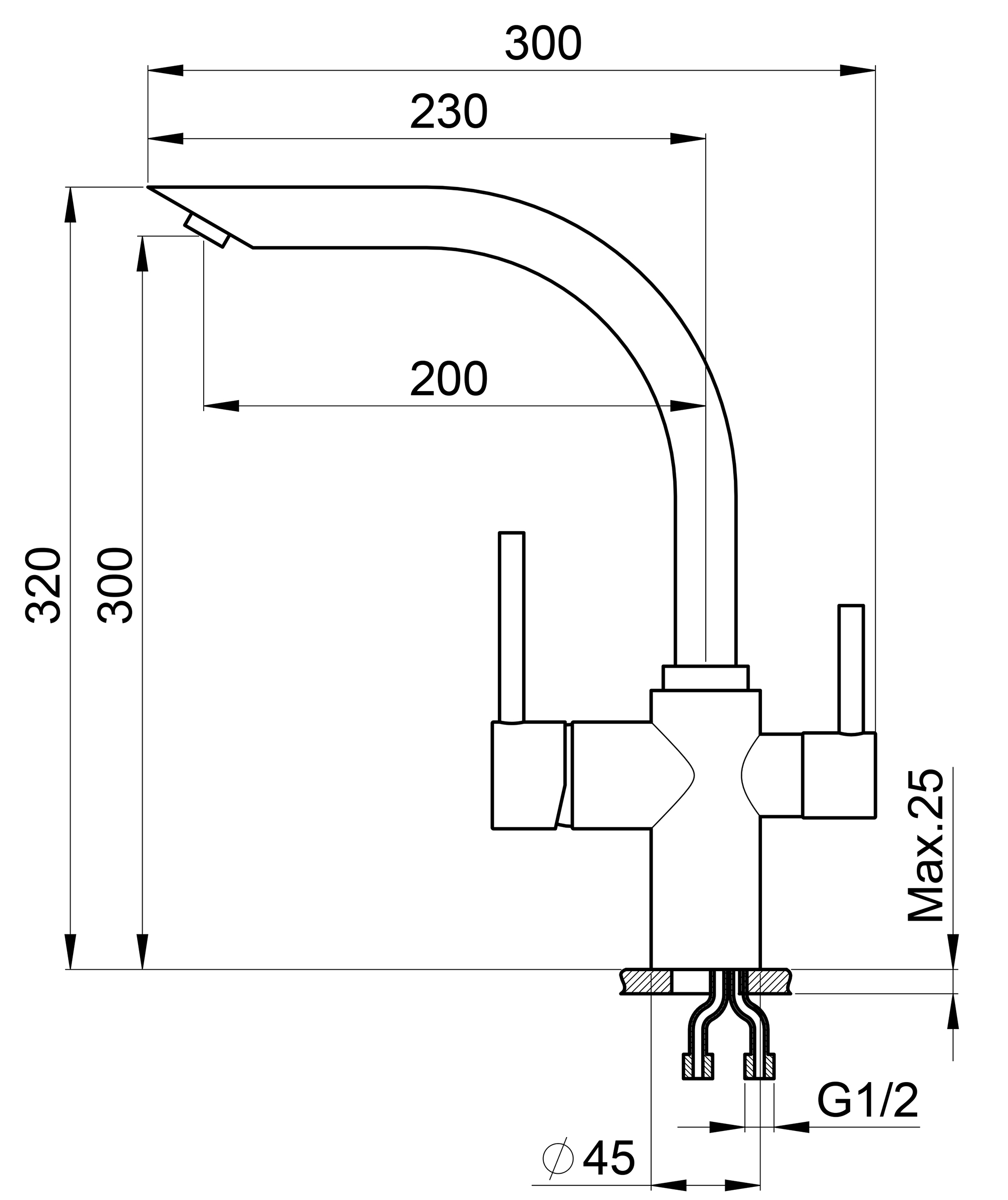 2304,  СМЕСИТЕЛЬ КУХОННЫЙ