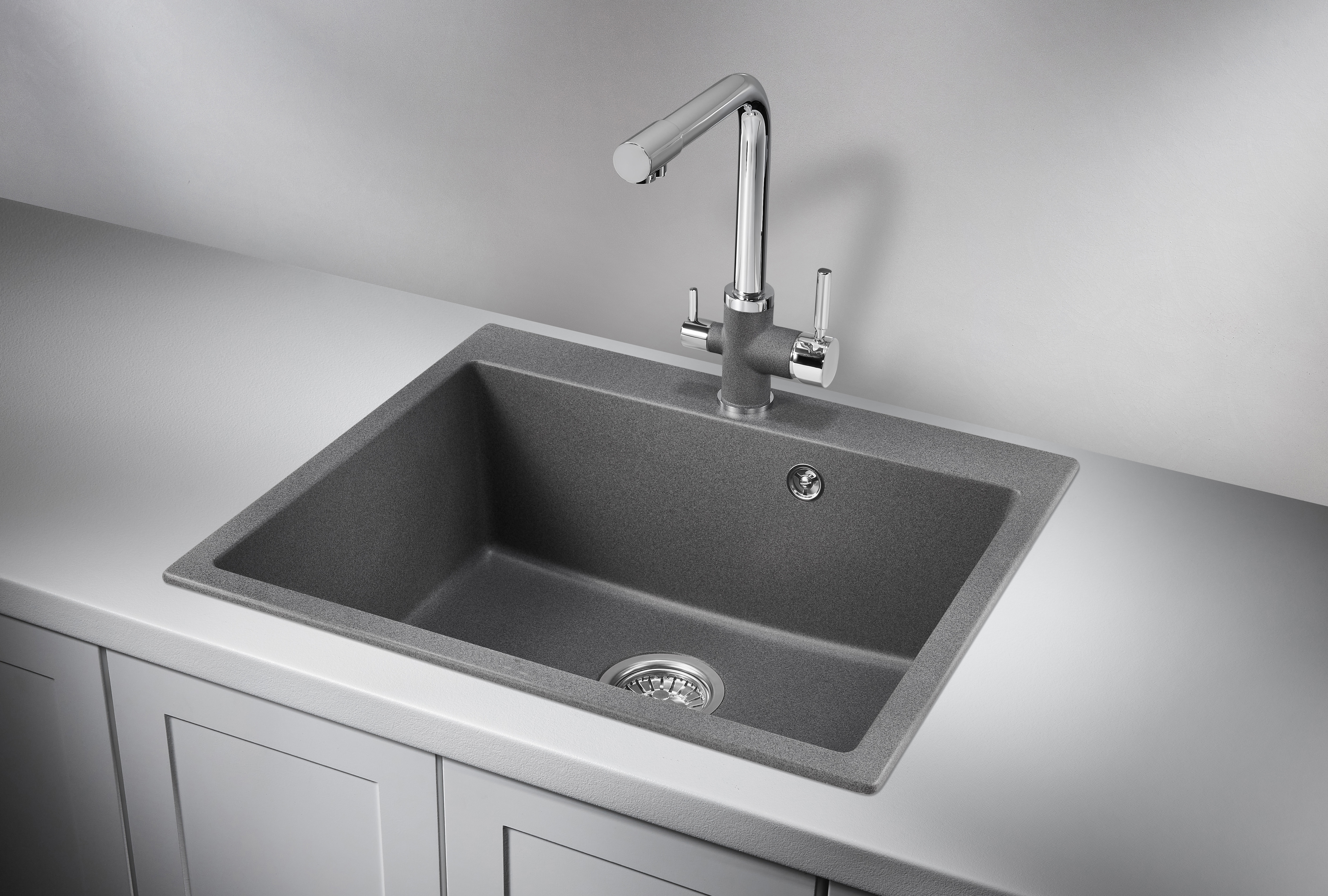 6001, ГРАФИТ (ЧЁРНО-СЕРЫЙ), кухонная мойка, кварц
