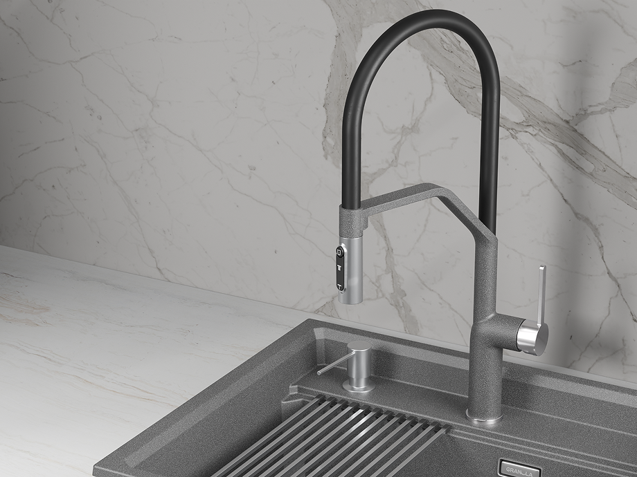 9012, ГРАФИТ (ЧЁРНО-СЕРЫЙ), СМЕСИТЕЛЬ КУХОННЫЙ