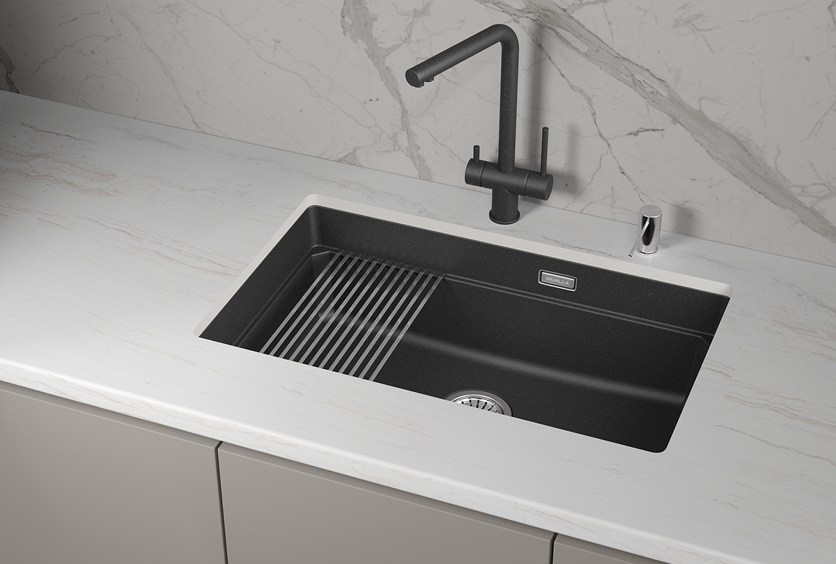 KS-7303iU, ЧЁРНЫЙ  кухонная мойка, кварц