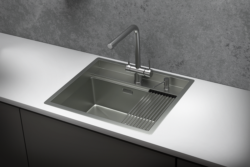 KS-6051, СТАЛЬ МАТОВАЯ , стальная кухонная мойка KITCHEN SPACE