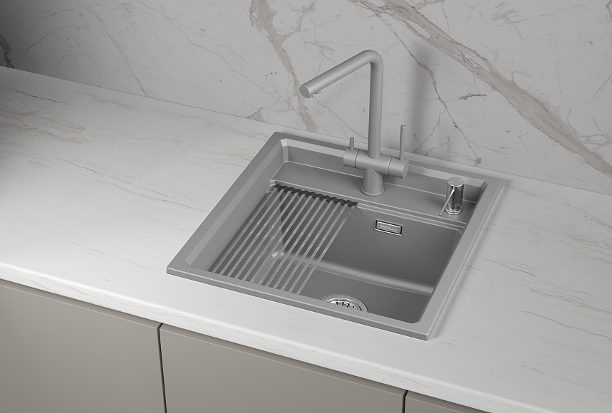 KS-5002i, АЛЮМИНИУМ  кухонная мойка, кварц KS-5002i, АЛЮМИНИУМ  кухонная мойка, кварц