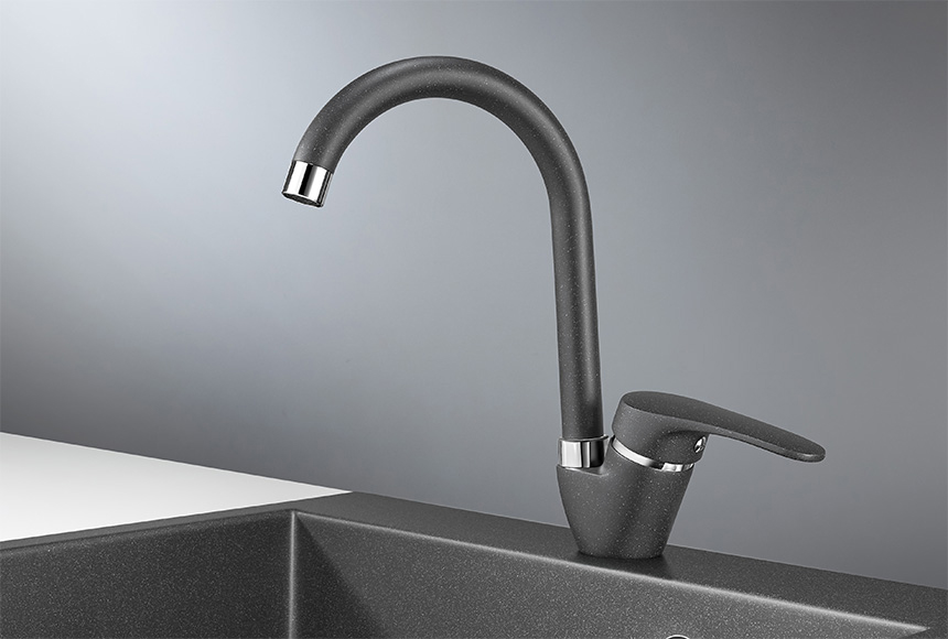 1024, ГРАФИТ (ЧЁРНО-СЕРЫЙ), СМЕСИТЕЛЬ КУХОННЫЙ