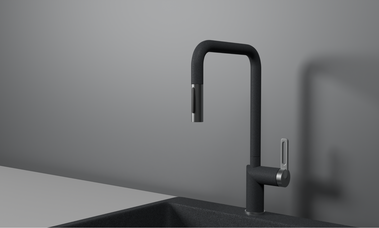 GR-8173, ГРАФИТ, СМЕСИТЕЛЬ КУХОННЫЙ С ВЫДВИЖНЫМ ИЗЛИВОМ