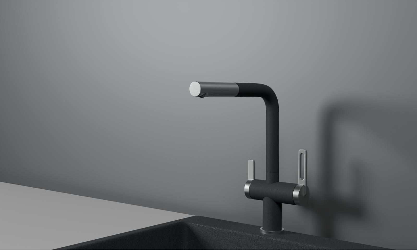 GR-8170, ГРАФИТ, СМЕСИТЕЛЬ КУХОННЫЙ С ВЫДВИЖНЫМ ИЗЛИВОМ