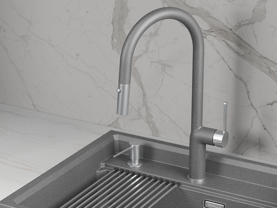 9010, ГРАФИТ (ЧЁРНО-СЕРЫЙ), СМЕСИТЕЛЬ КУХОННЫЙ