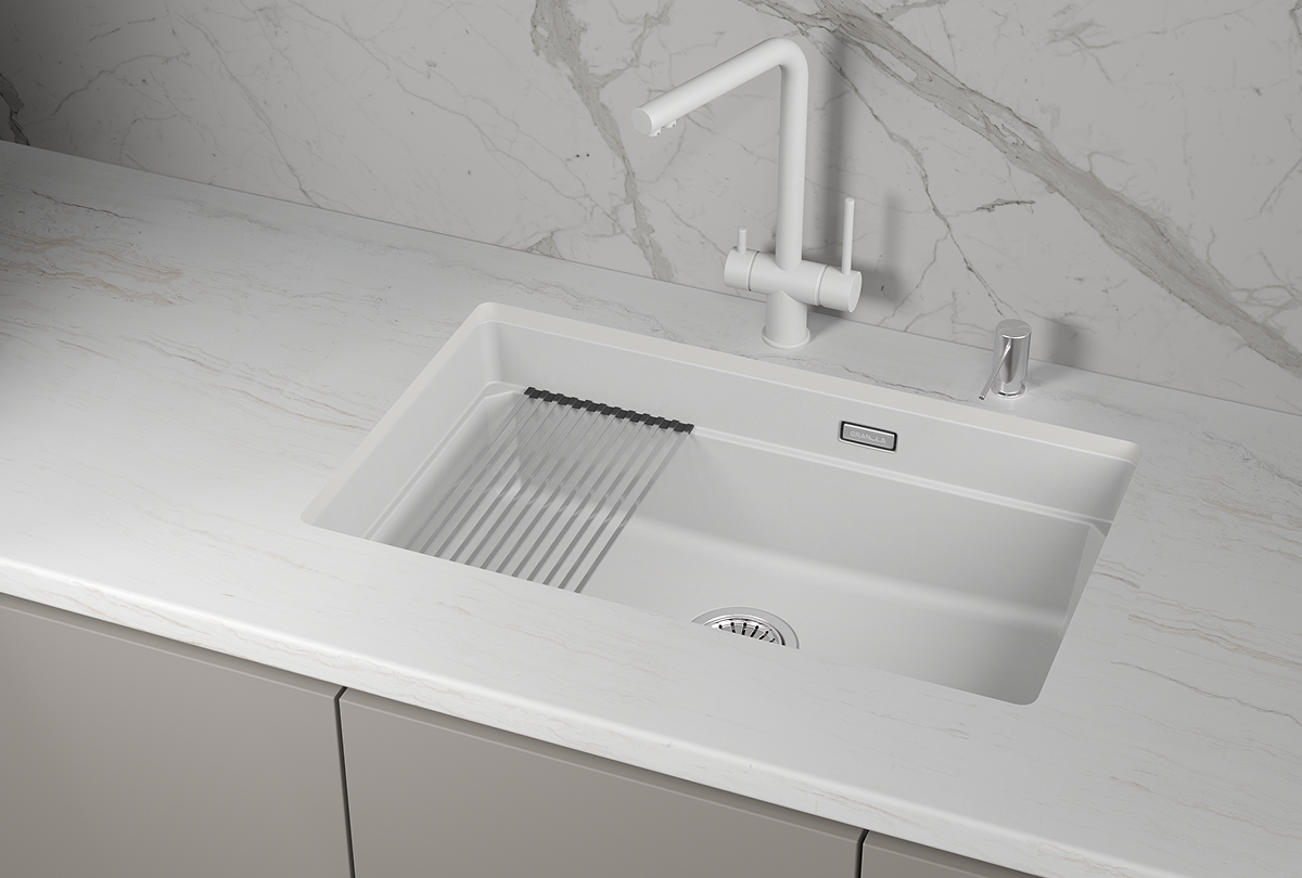KS-7303iU, АРКТИК (БЕЛЫЙ), кухонная мойка, кварц