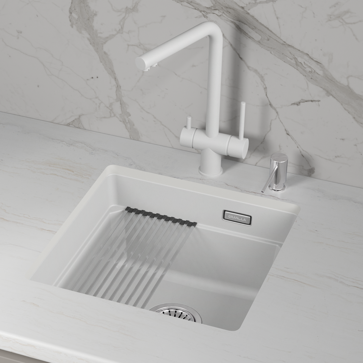 KS-4501iU, АРКТИК (БЕЛЫЙ), кухонная мойка, кварц