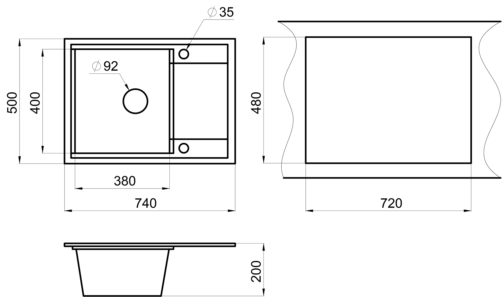 HI-74, ГИБРИД  кухонная мойка ,  кварц
