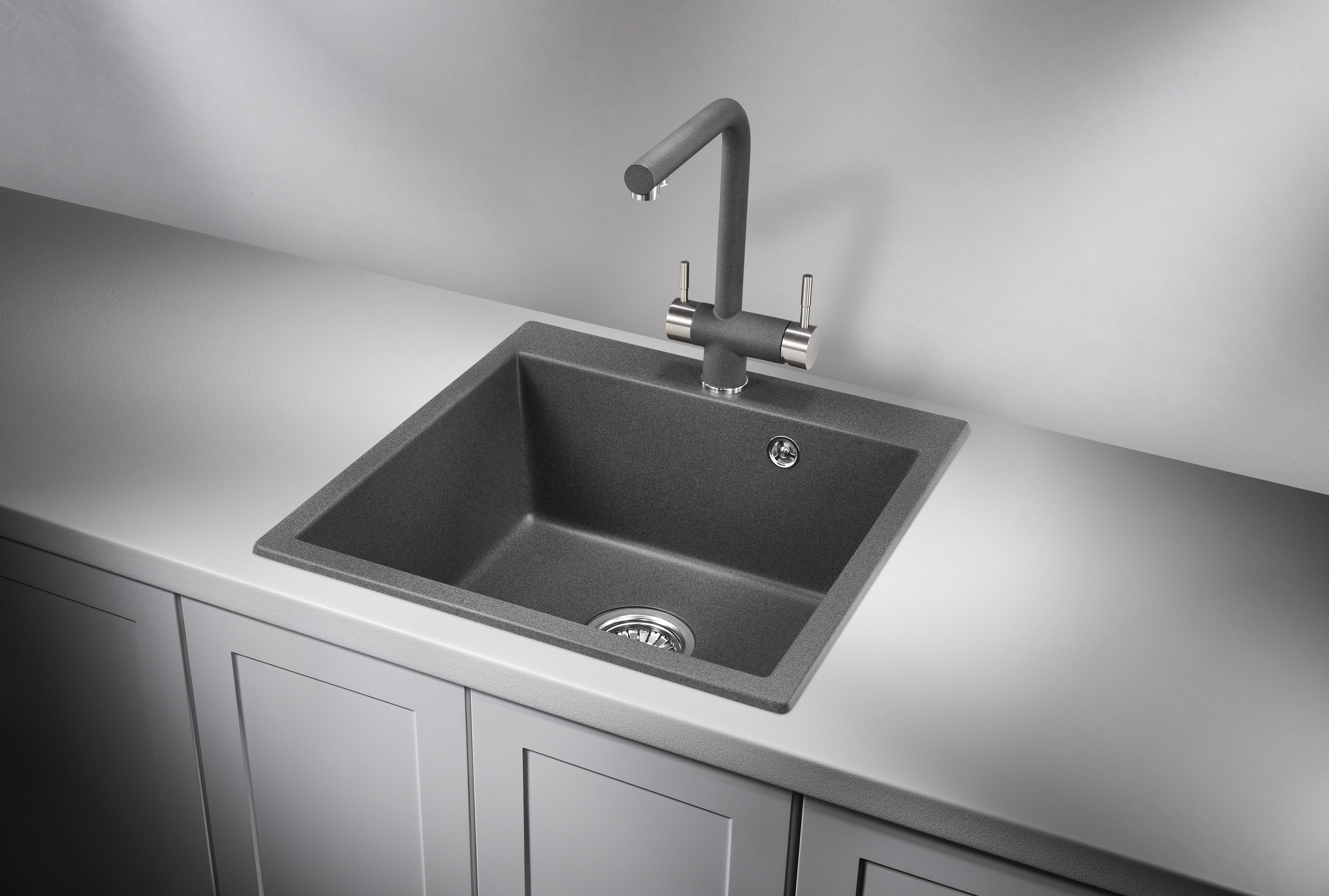 5102, ГРАФИТ (ЧЁРНО-СЕРЫЙ), кухонная мойка, кварц