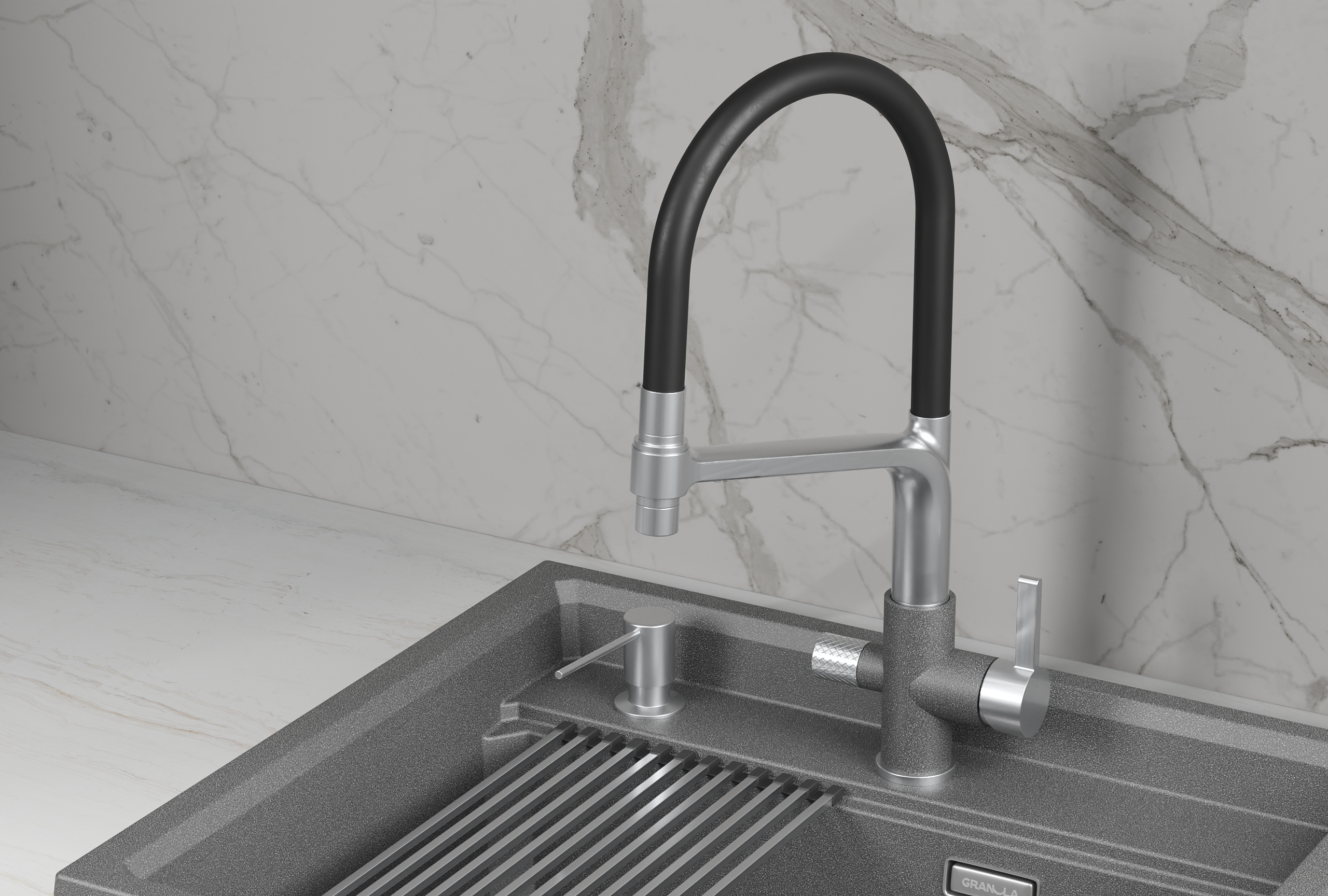 5083, ГРАФИТ (ЧЁРНО-СЕРЫЙ), СМЕСИТЕЛЬ КУХОННЫЙ