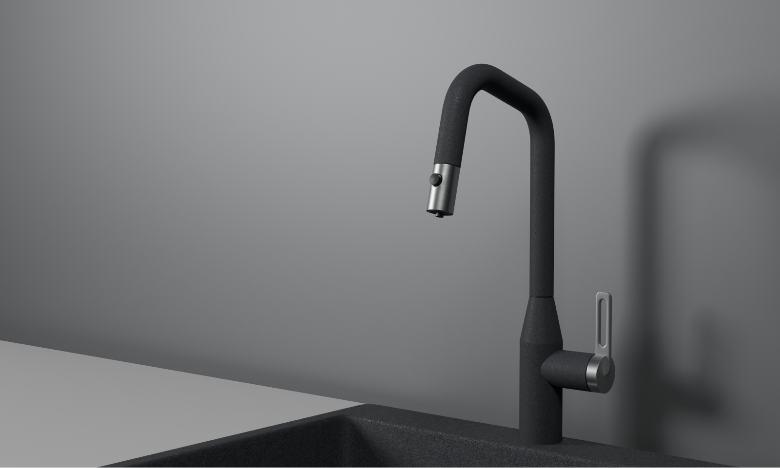 GR-8171, ГРАФИТ, СМЕСИТЕЛЬ КУХОННЫЙ С ВЫДВИЖНЫМ ИЗЛИВОМ