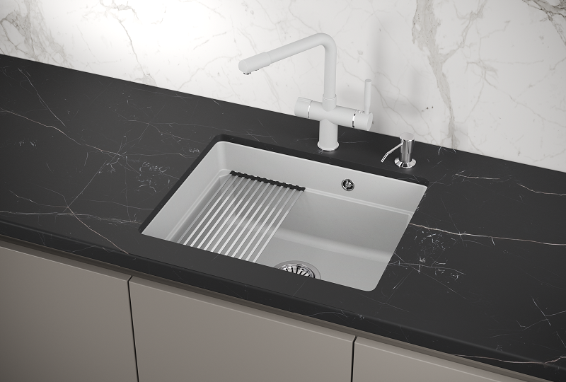 KS-5501U, АРКТИК (БЕЛЫЙ), кухонная мойка, кварц