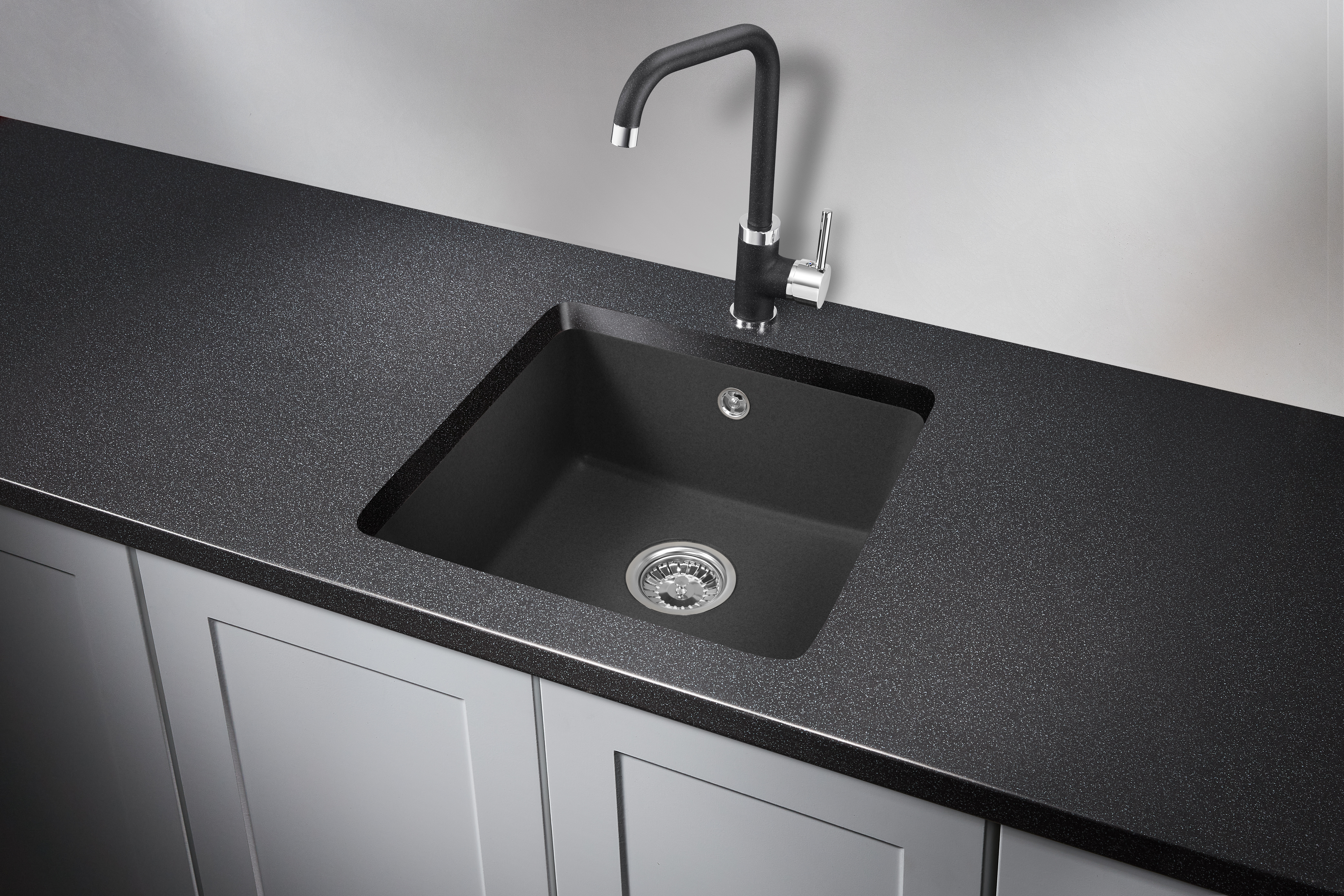 3801, ЧЁРНЫЙ, кухонная мойка, кварц