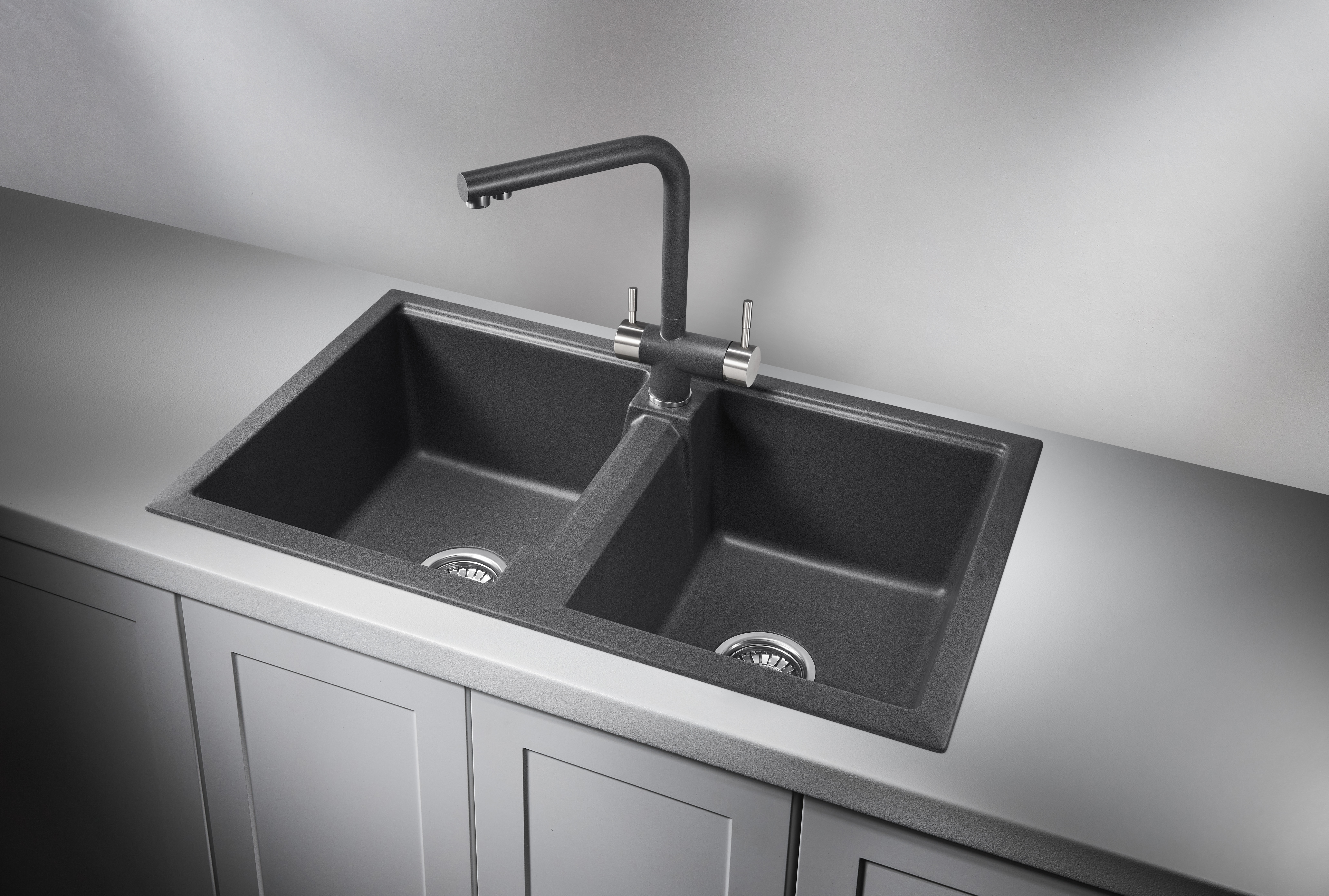 8101, ГРАФИТ (ЧЁРНО-СЕРЫЙ), кухонная мойка, кварц