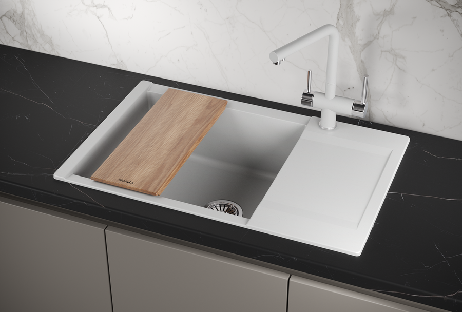 ES-7807, АРКТИК (БЕЛЫЙ), кухонная мойка, кварц, ESTETICA