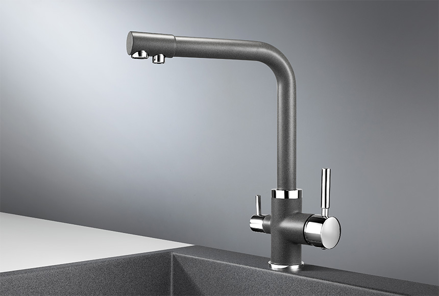 2015, ГРАФИТ (ЧЁРНО-СЕРЫЙ), СМЕСИТЕЛЬ КУХОННЫЙ