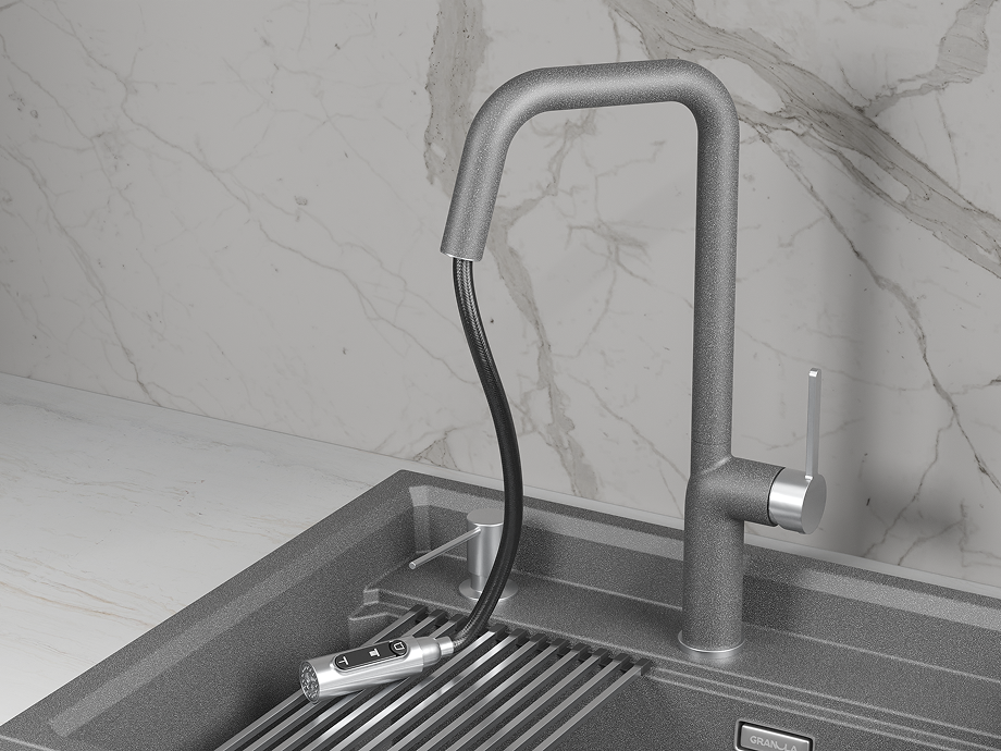 9011, ГРАФИТ (ЧЁРНО-СЕРЫЙ), СМЕСИТЕЛЬ КУХОННЫЙ