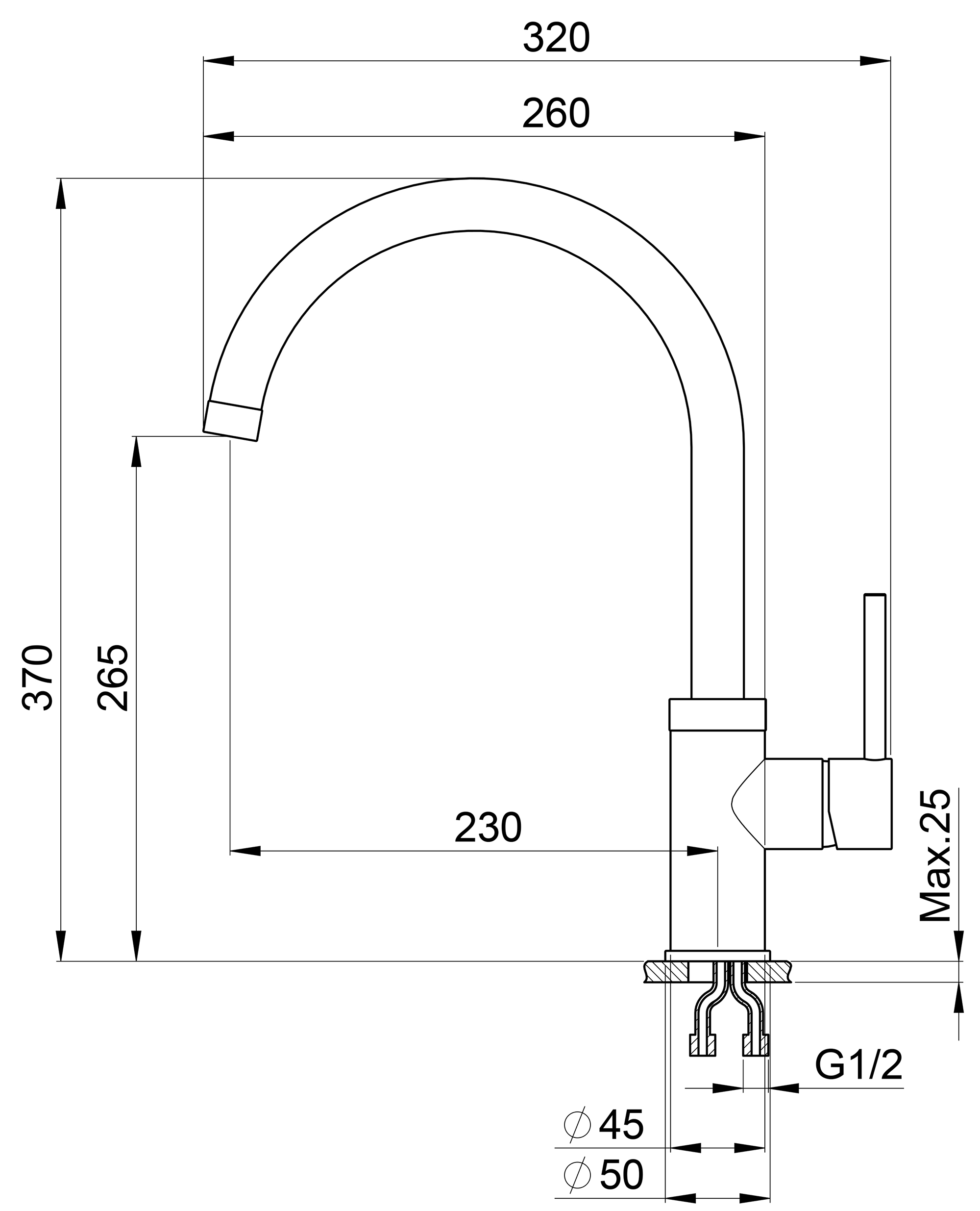 3125,  СМЕСИТЕЛЬ КУХОННЫЙ