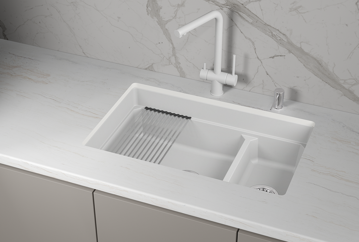 KS-7304iU, АРКТИК (БЕЛЫЙ), кухонная мойка, кварц