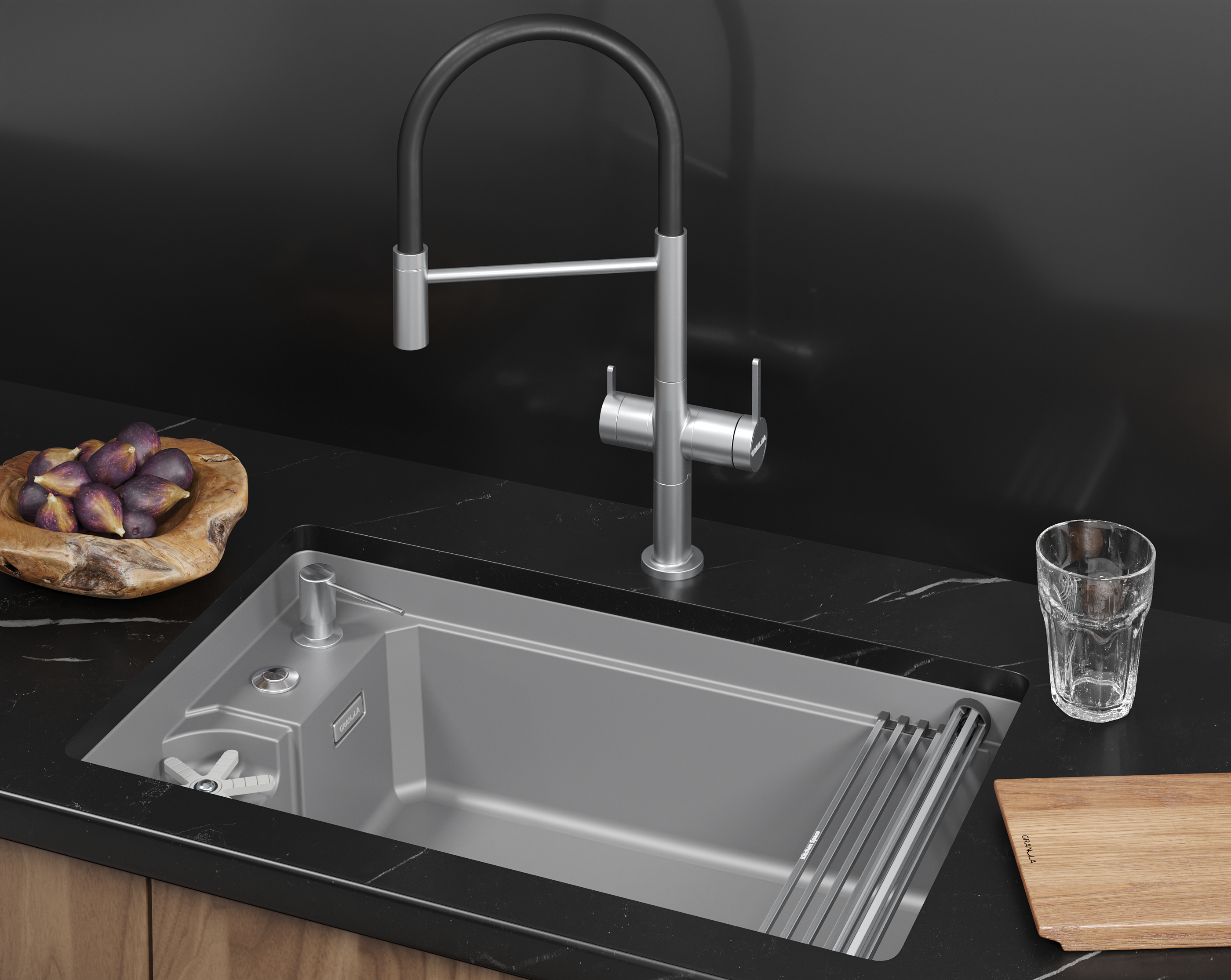 Мойка для кухни Granula Kitchen Space Rinzer 7309RU алюминиум, 73х45 см, прямоугольная