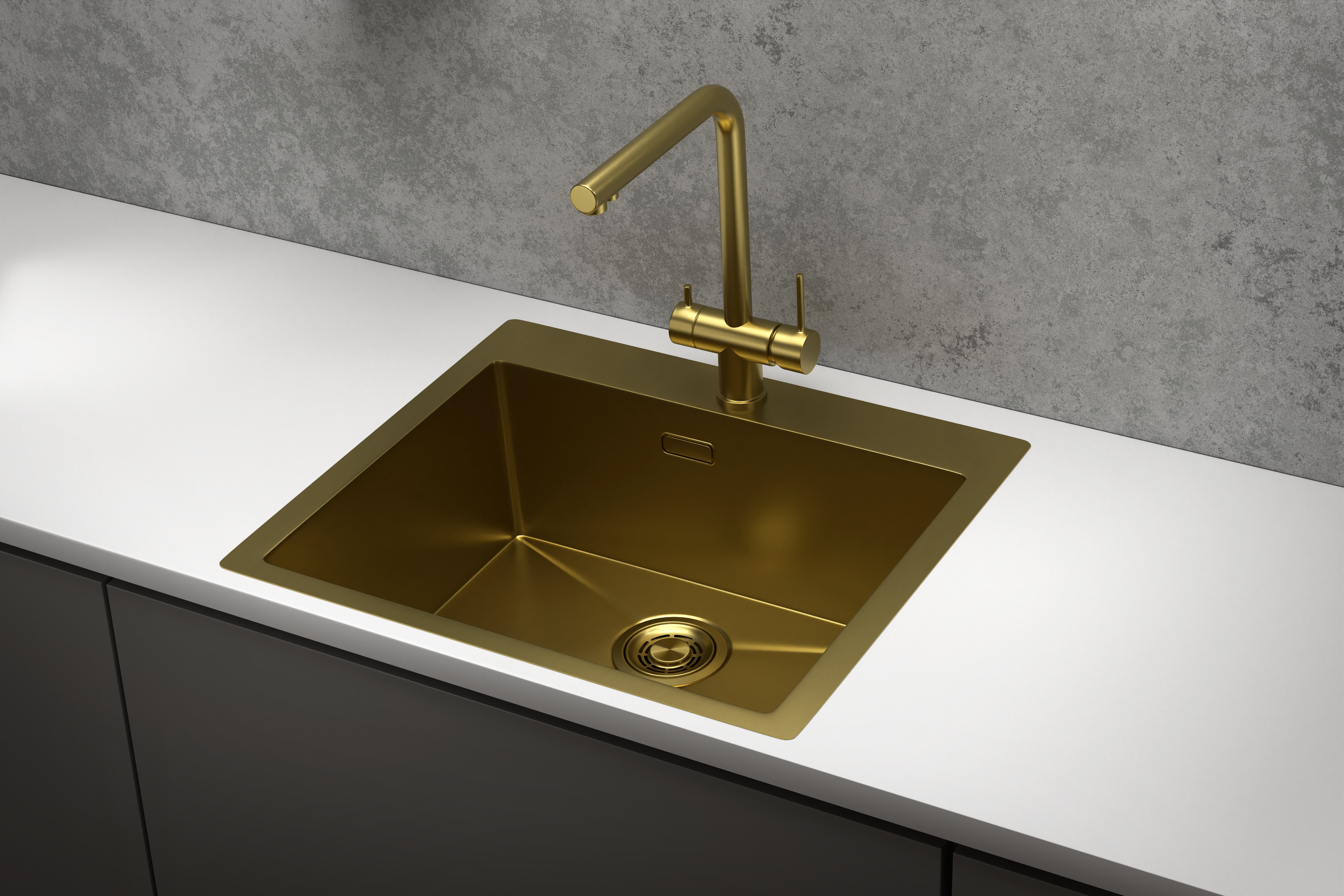 5951, ЗОЛОТО САТИН, стальная кухонная мойка