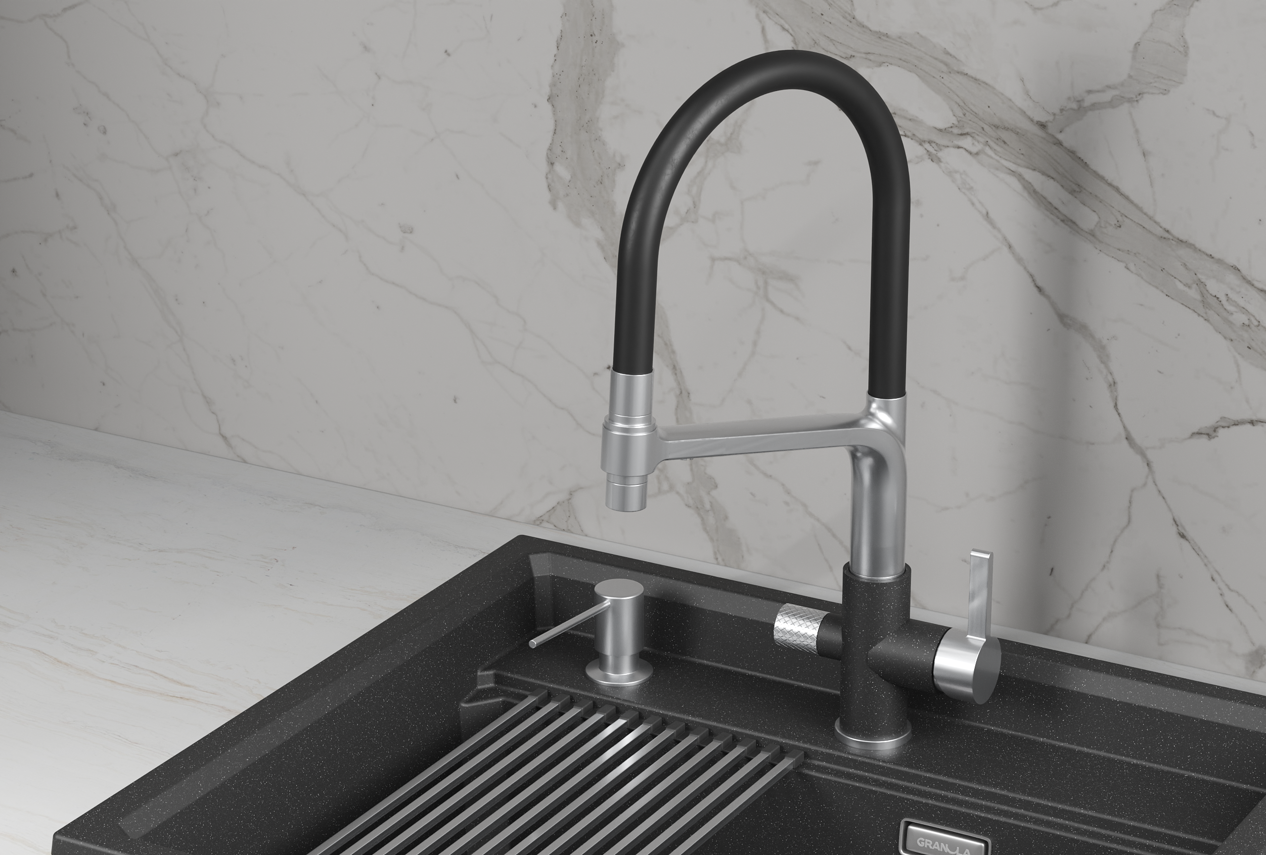 5083, ЧЁРНЫЙ, СМЕСИТЕЛЬ КУХОННЫЙ