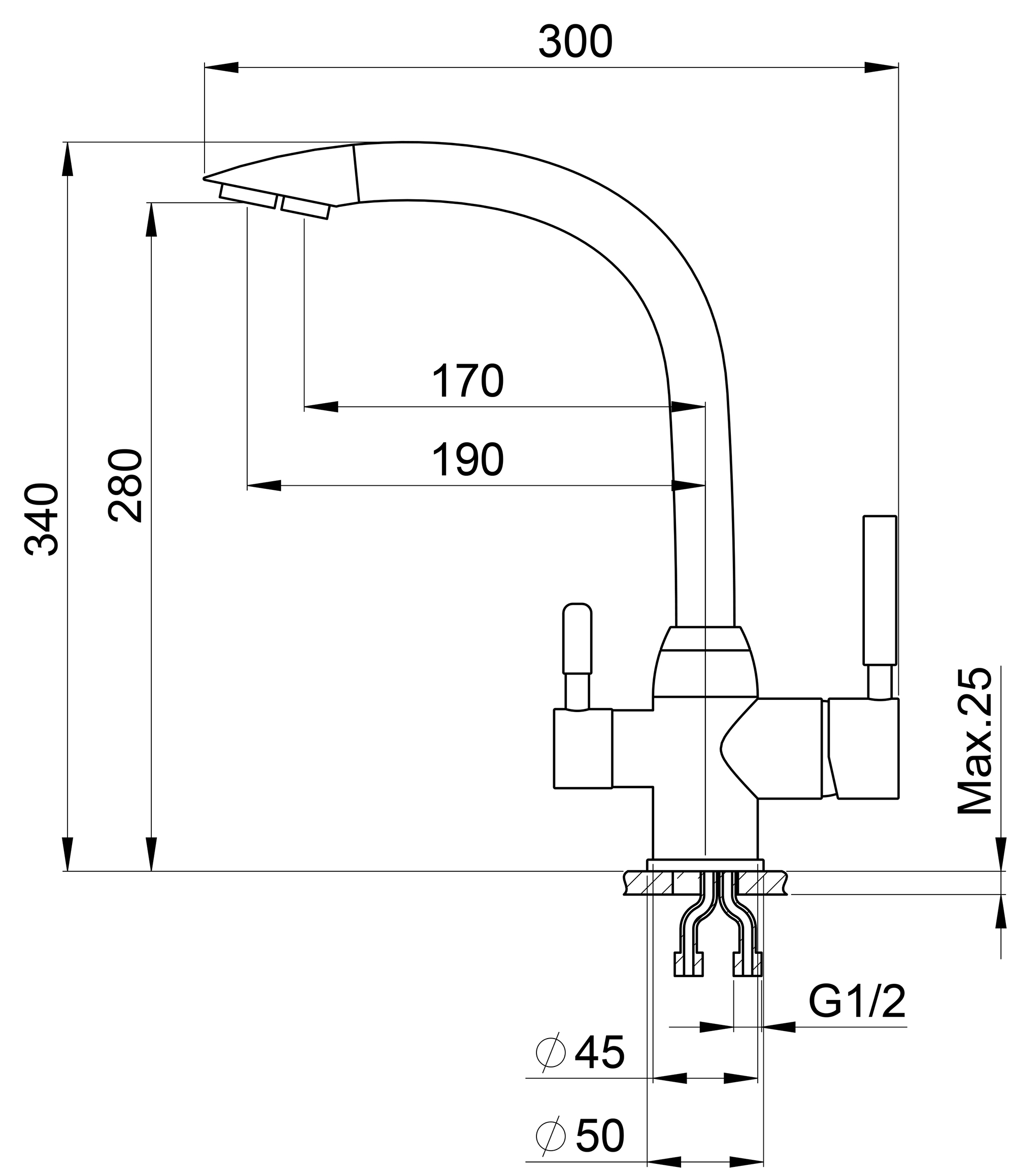 3167,  СМЕСИТЕЛЬ КУХОННЫЙ