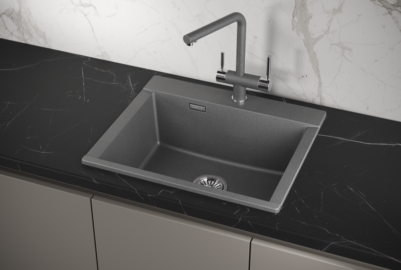 ES-5804, ГРАФИТ (ЧЁРНО-СЕРЫЙ), кухонная мойка, кварц, ESTETICA