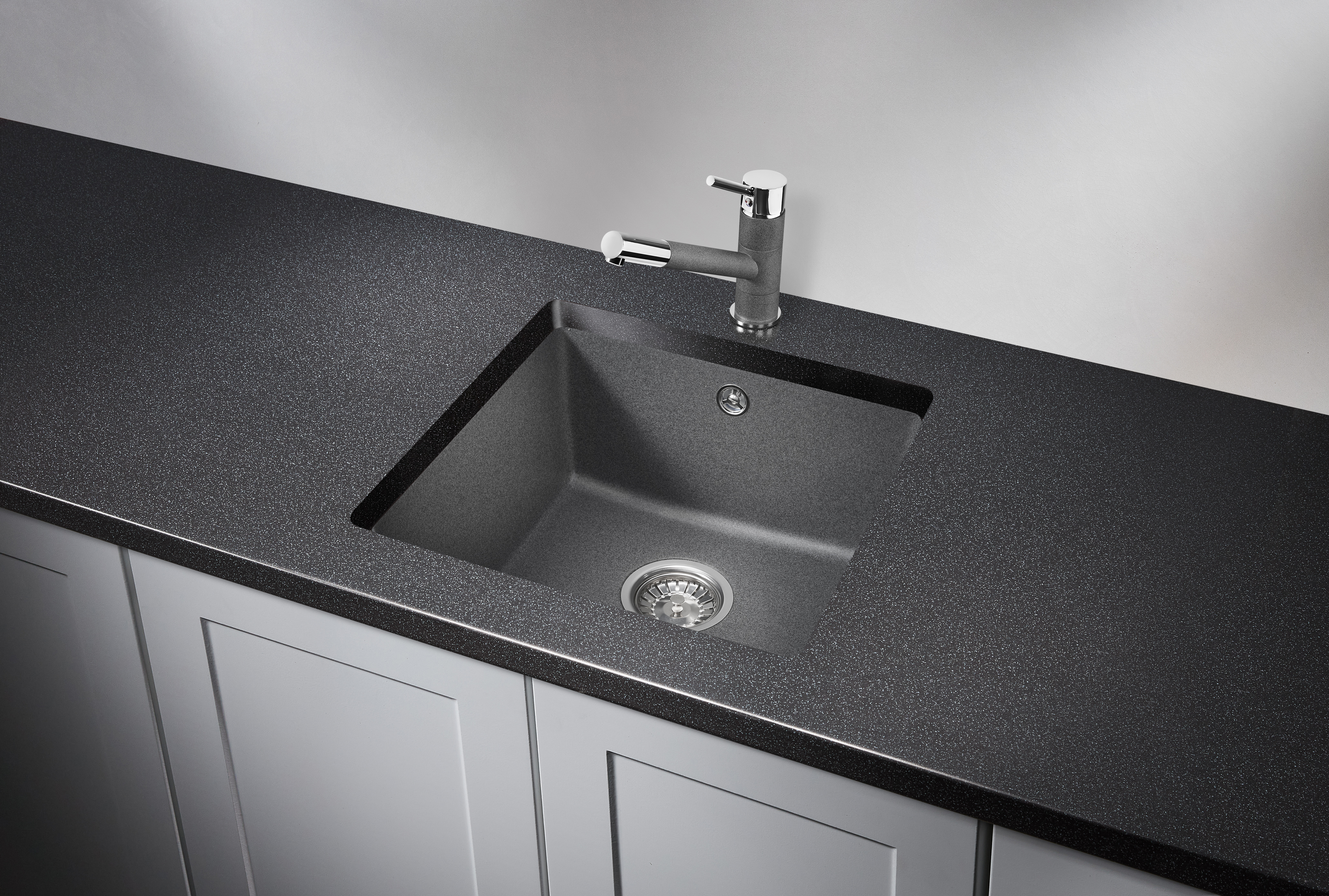 4451, ГРАФИТ (ЧЁРНО-СЕРЫЙ), кухонная мойка, кварц
