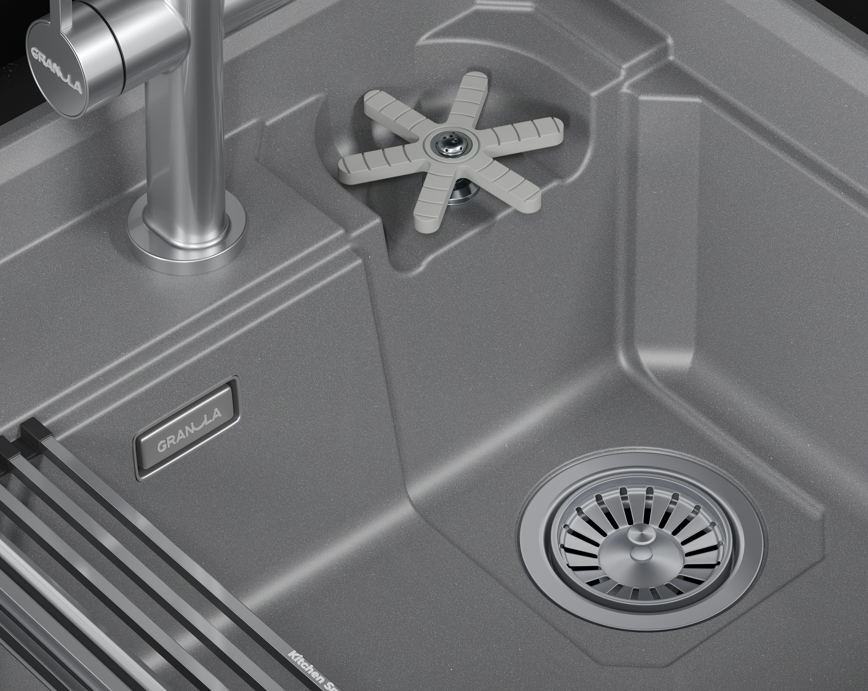 Мойка для кухни Granula Kitchen Space Rinzer 5807R алюминиум, 58х52 см, прямоугольная