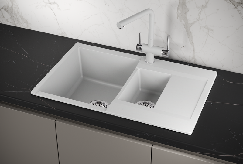 ES-7808, АРКТИК (БЕЛЫЙ), кухонная мойка, кварц, ESTETICA