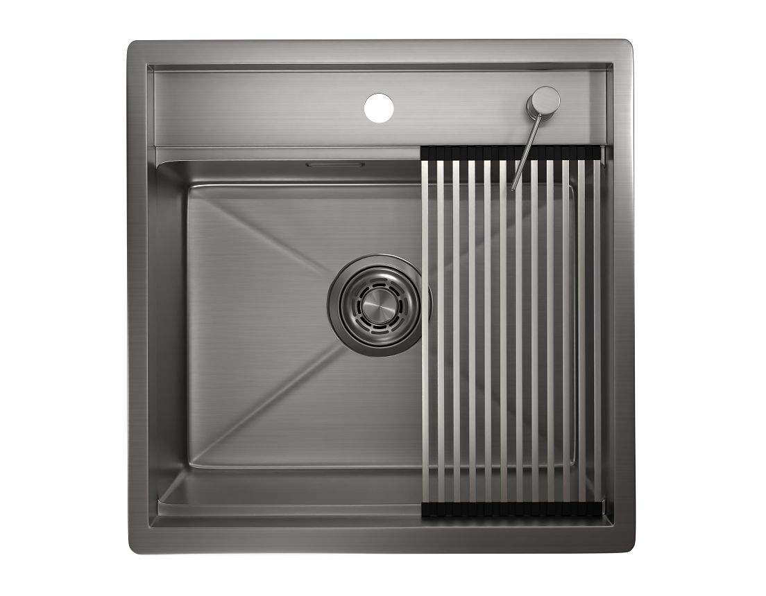 KS-5051, СТАЛЬ САТИН, стальная кухонная мойка KITCHEN SPACE
