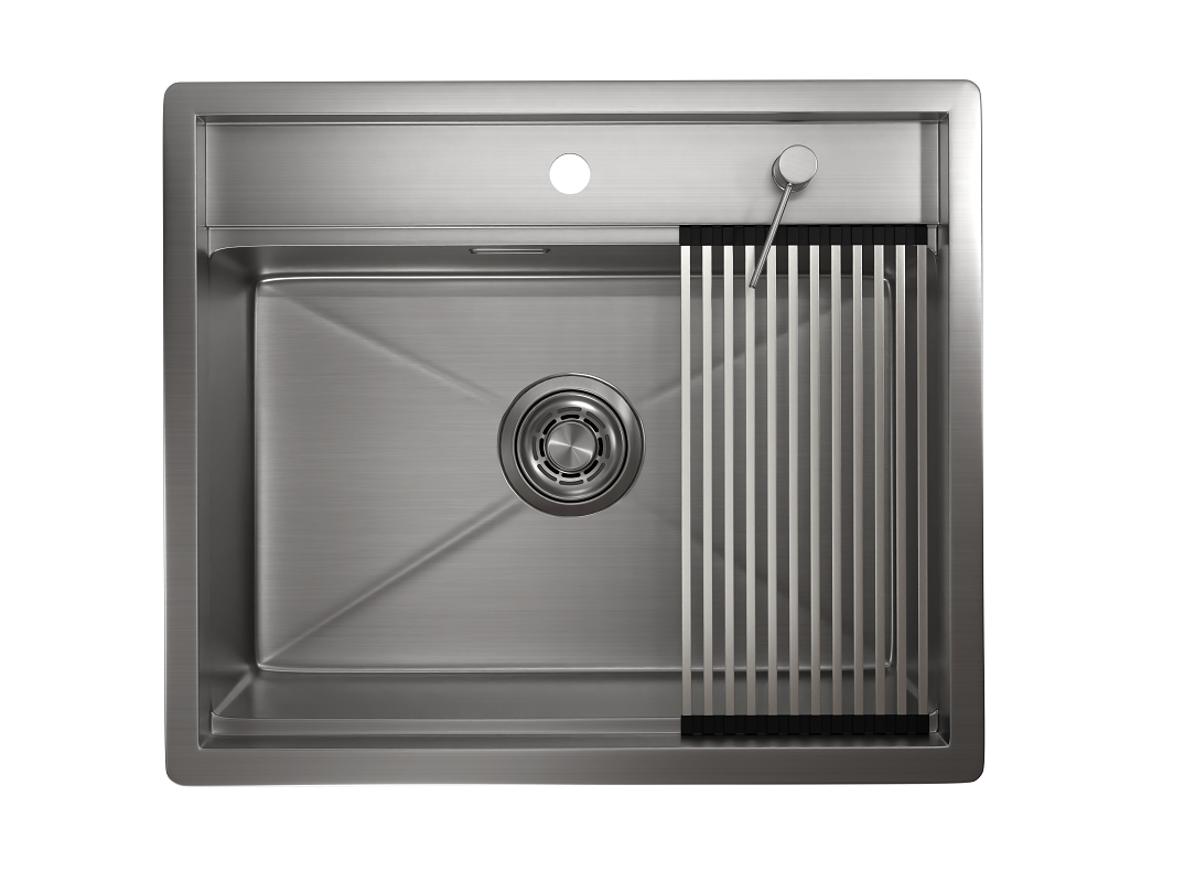 KS-6051, СТАЛЬ САТИН, стальная кухонная мойка KITCHEN SPACE