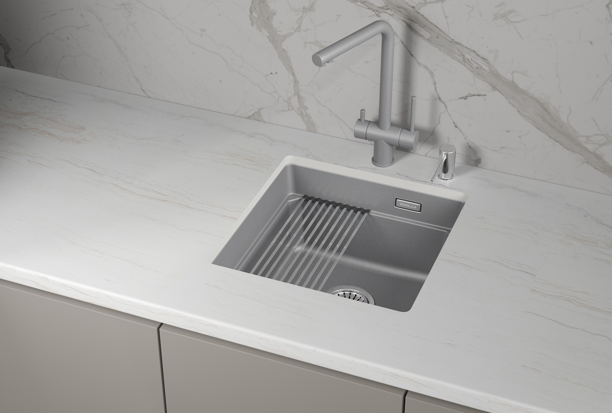 Мойка для кухни Granula Kitchen Space 4501iU алюминиум, 45х45 см, квадратная