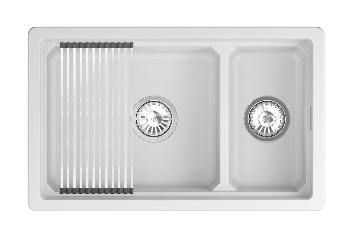 KS-7304iU, АРКТИК (БЕЛЫЙ), кухонная мойка, кварц