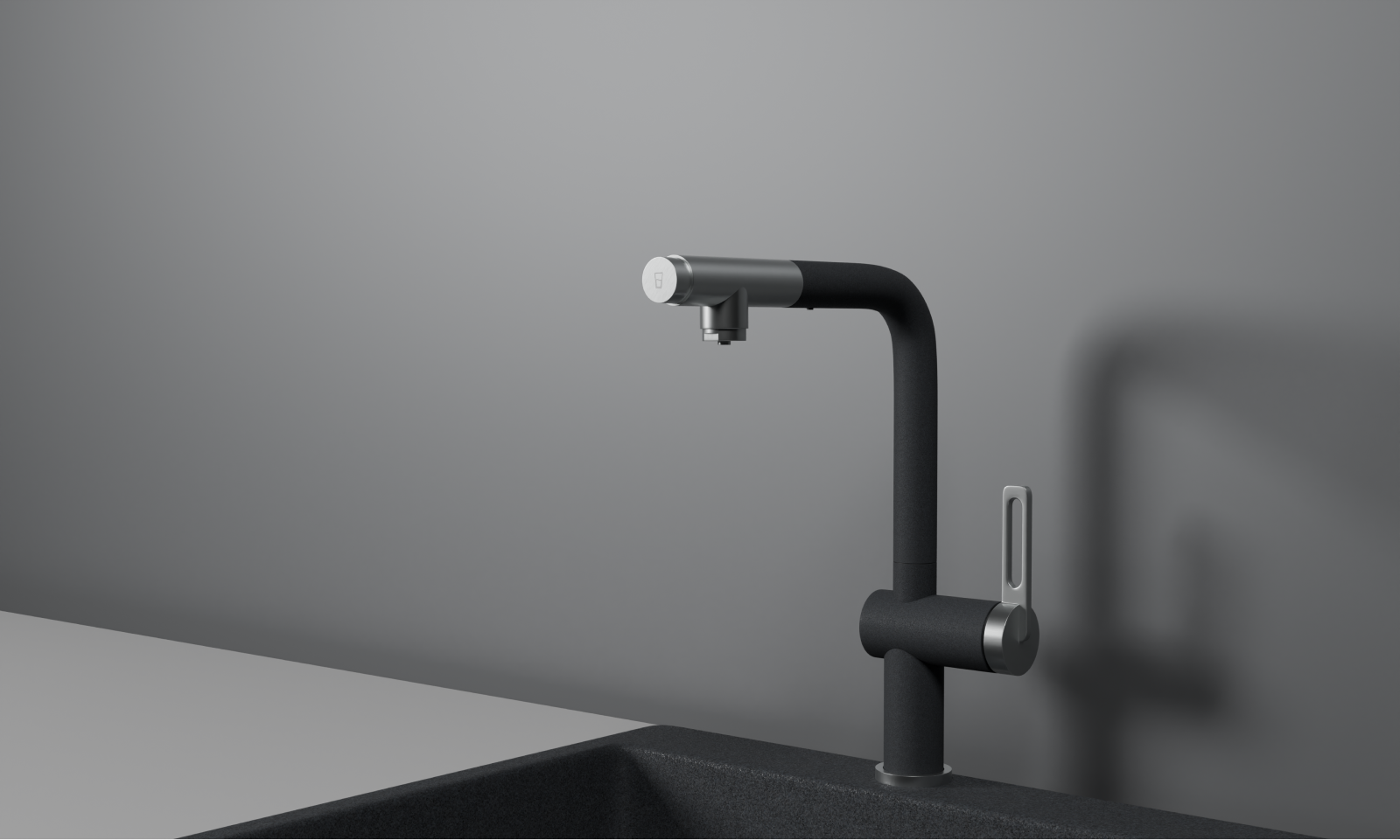 GR-8169, ГРАФИТ, СМЕСИТЕЛЬ КУХОННЫЙ С ВЫДВИЖНЫМ ИЗЛИВОМ