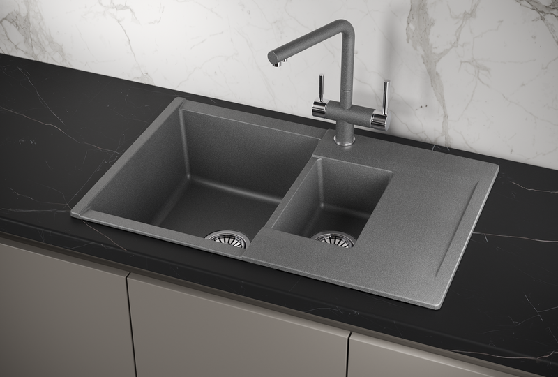 ES-7808, ГРАФИТ, кухонная мойка, кварц, ESTETICA