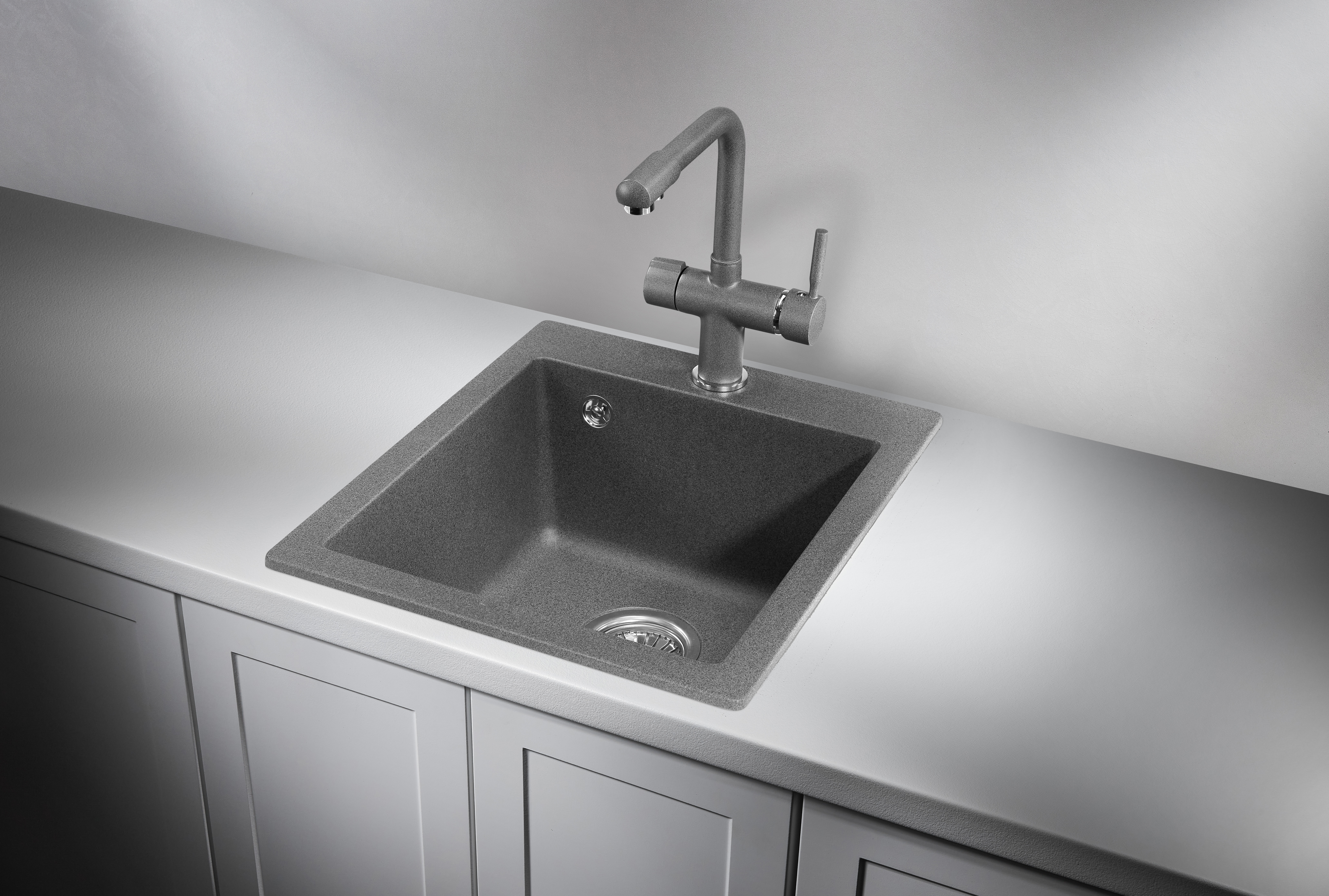 4201, ГРАФИТ (ЧЁРНО-СЕРЫЙ), кухонная мойка, кварц