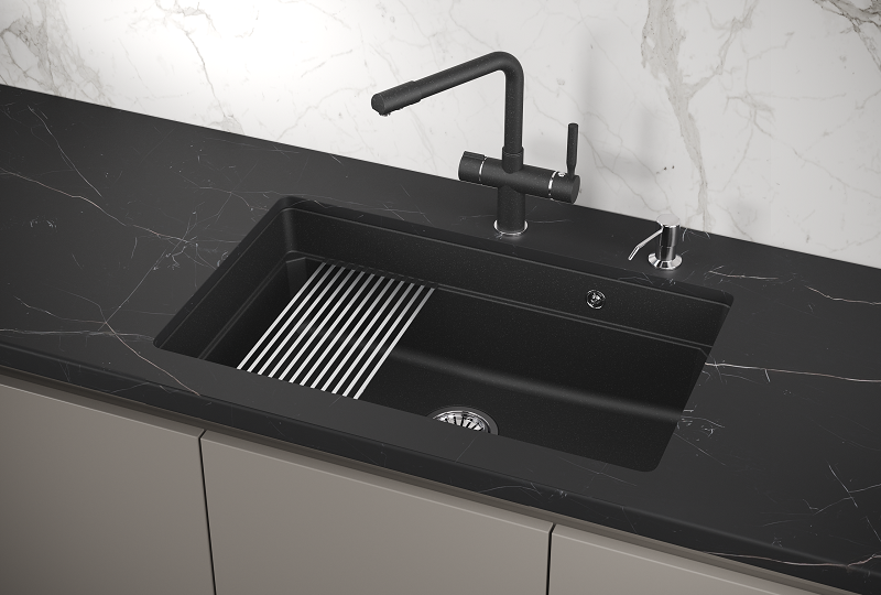KS-7303U, ЧЁРНЫЙ  кухонная мойка, кварц