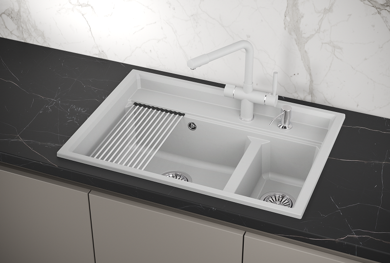 KS-7302, АРКТИК (БЕЛЫЙ), кухонная мойка, кварц