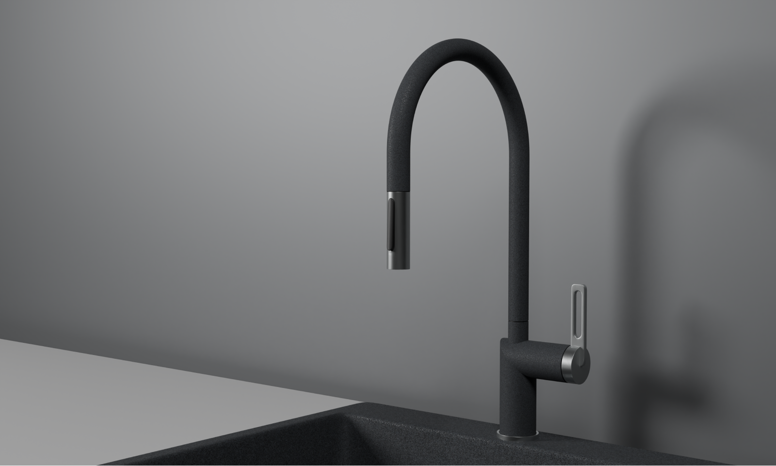 GR-8172, ГРАФИТ, СМЕСИТЕЛЬ КУХОННЫЙ С ВЫДВИЖНЫМ ИЗЛИВОМ