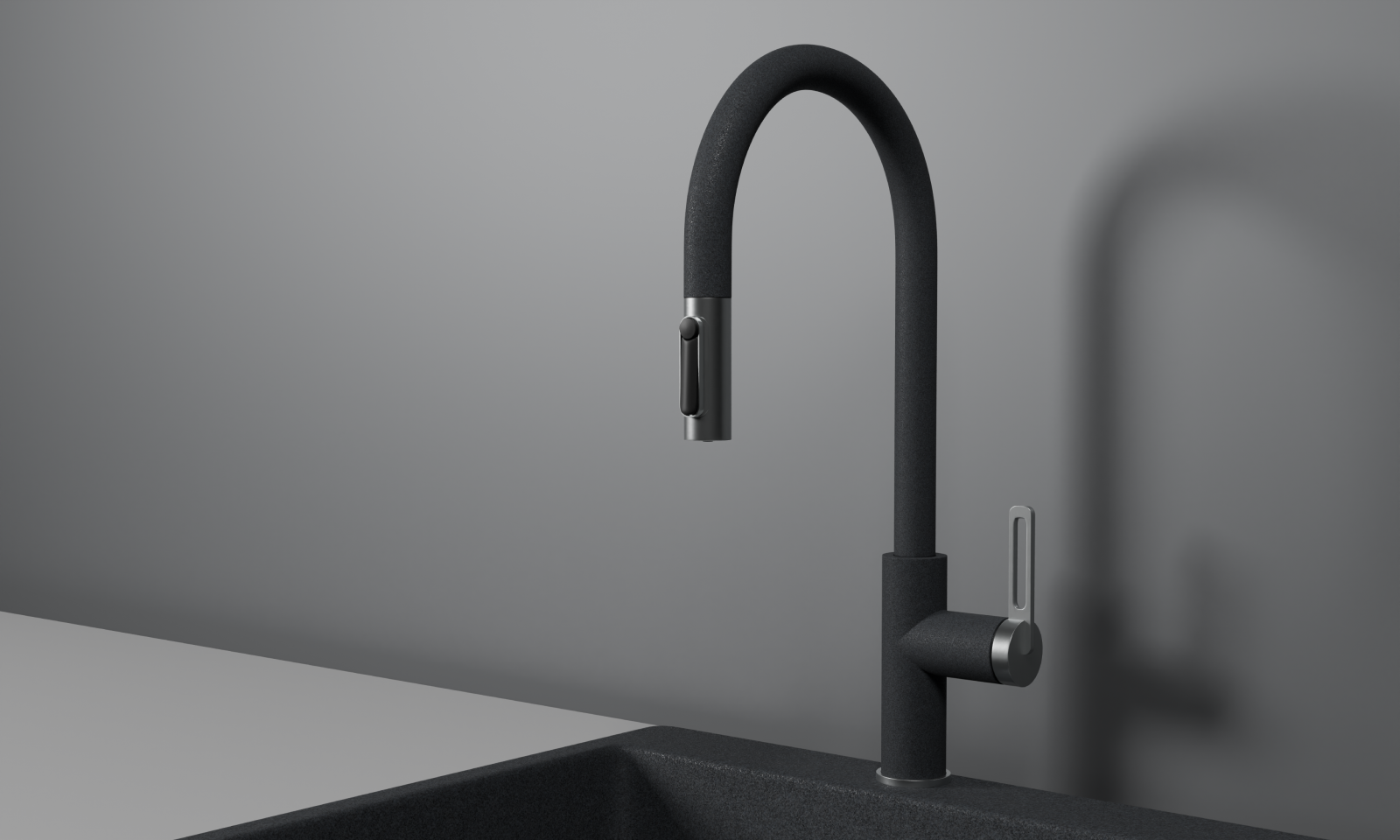 GR-8168, ГРАФИТ, СМЕСИТЕЛЬ КУХОННЫЙ С ВЫДВИЖНЫМ ИЗЛИВОМ