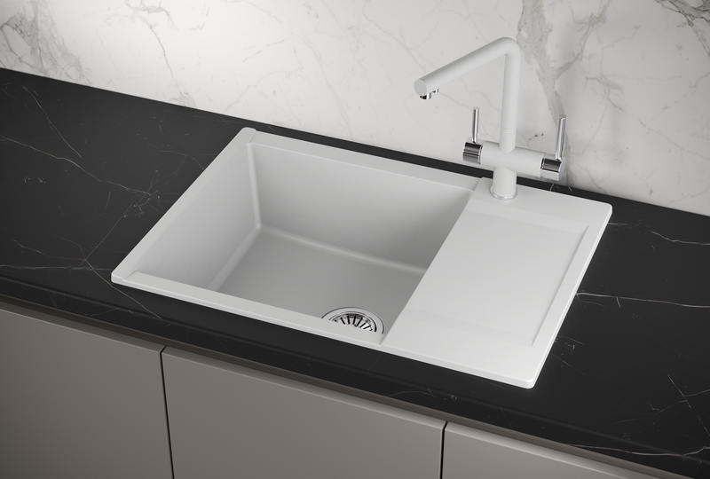 ES-7003, АРКТИК (БЕЛЫЙ), кухонная мойка, кварц, ESTETICA
