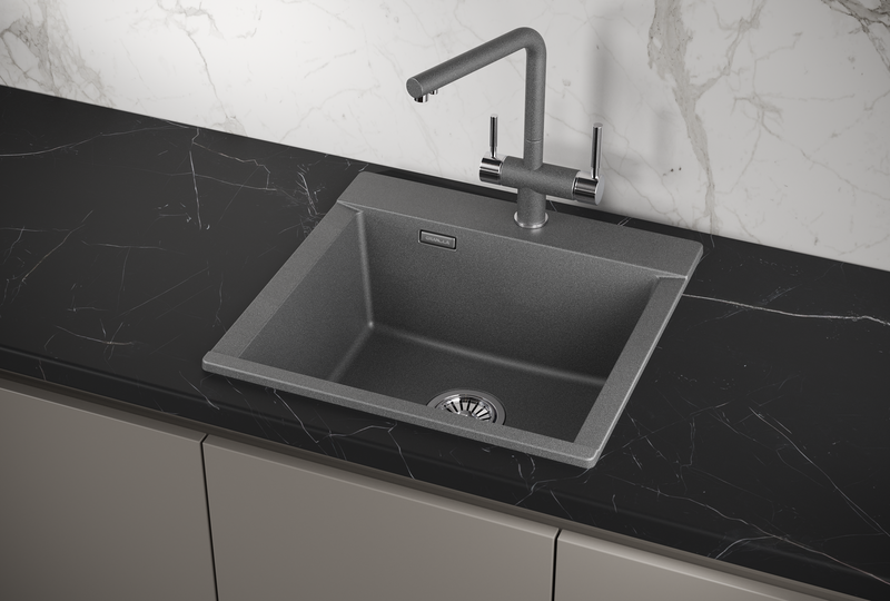ES-5201, ГРАФИТ (ЧЁРНО-СЕРЫЙ), кухонная мойка, кварц, ESTETICA