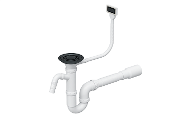 Сифон одинарный с прямоугольным переливом ЧЕРНЫЙ МАТОВЫЙ 