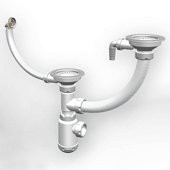 Сифон двойной GRAND 31/2 с круглым переливом и отводом ЭКОНОМ (С.Н. 391-11-22)